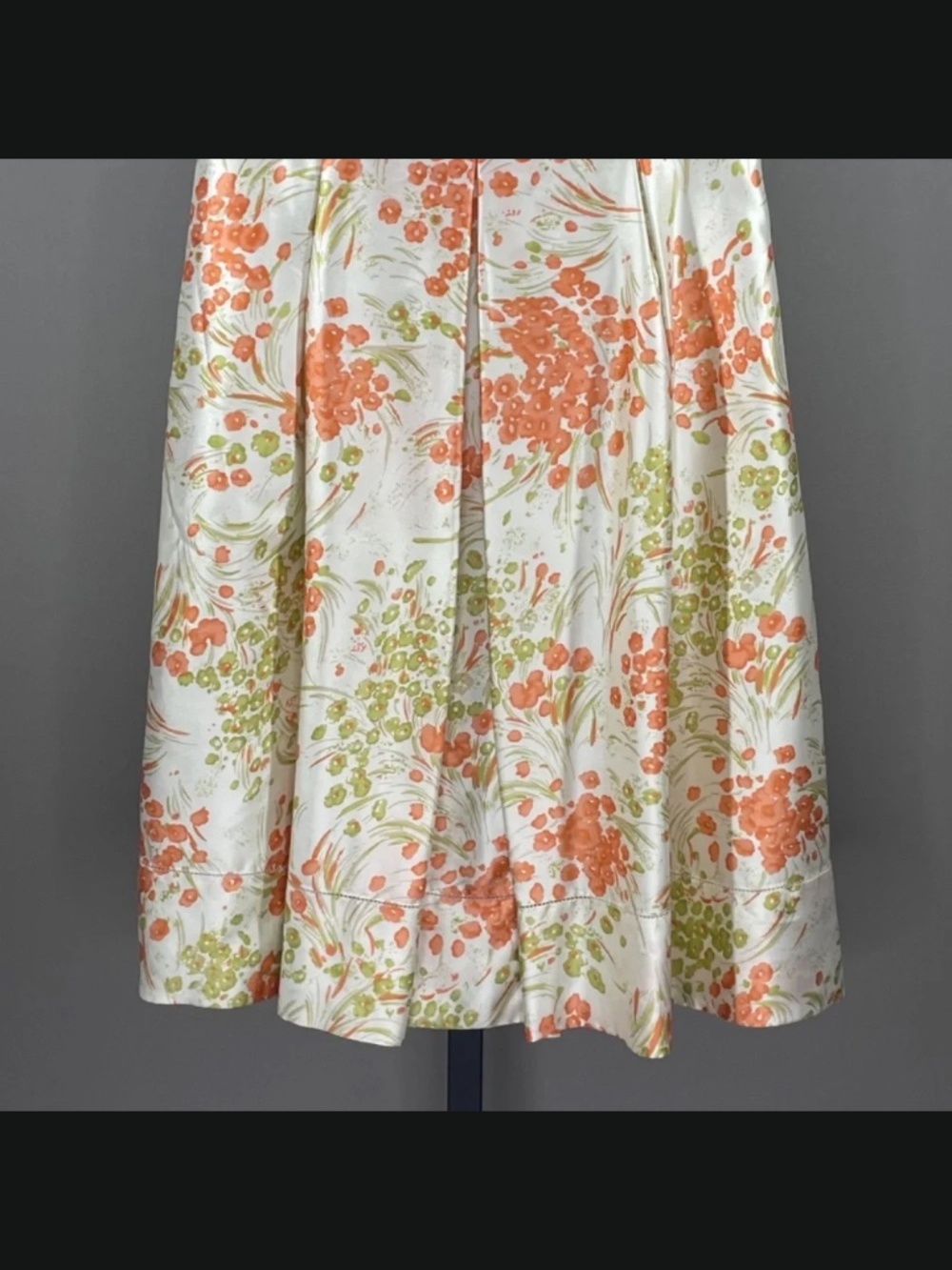 NEW Talbots Dress Womens 4 petite orange green floral silk fit flare cocktail - Picture 3 of 9